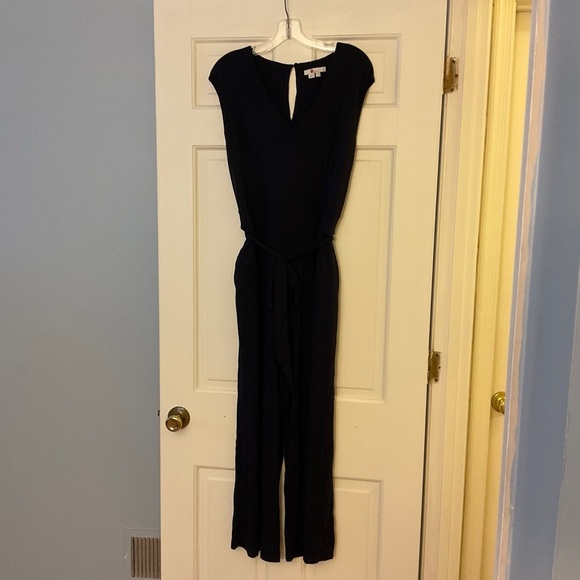 Boden Corinne Jersey Jumpsuit Black Sleeveless Tie Waist Stretch US Size 14R 14 - Picture 1 of 11